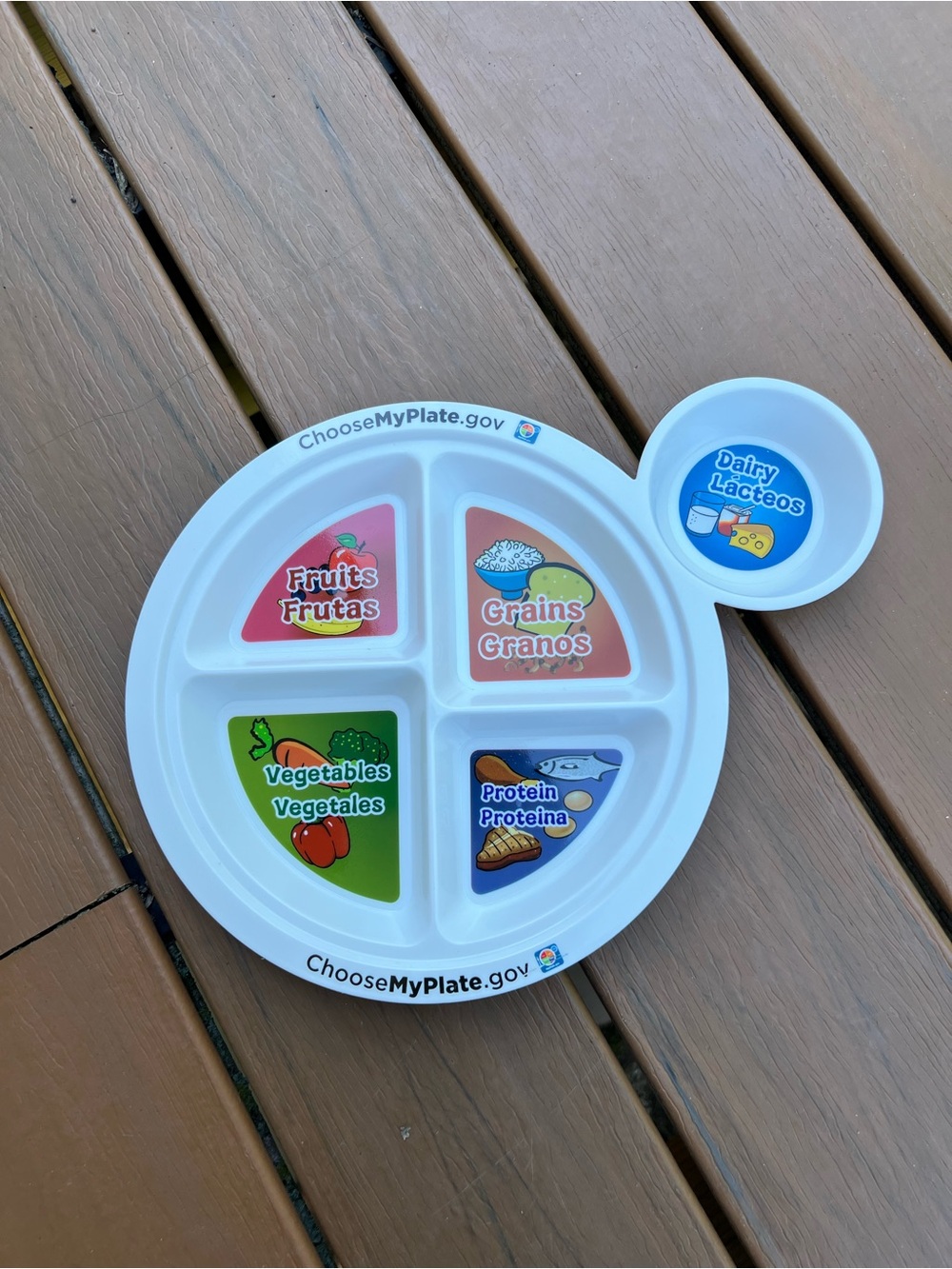 Kids Divided Plate with Dairy Cup - White